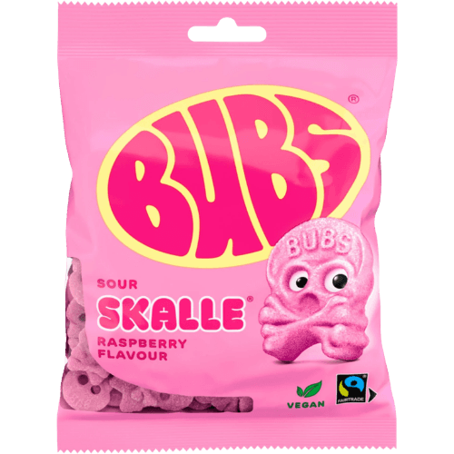 Bubs Sour Rasberry Skulls 12x90gr 90 gram